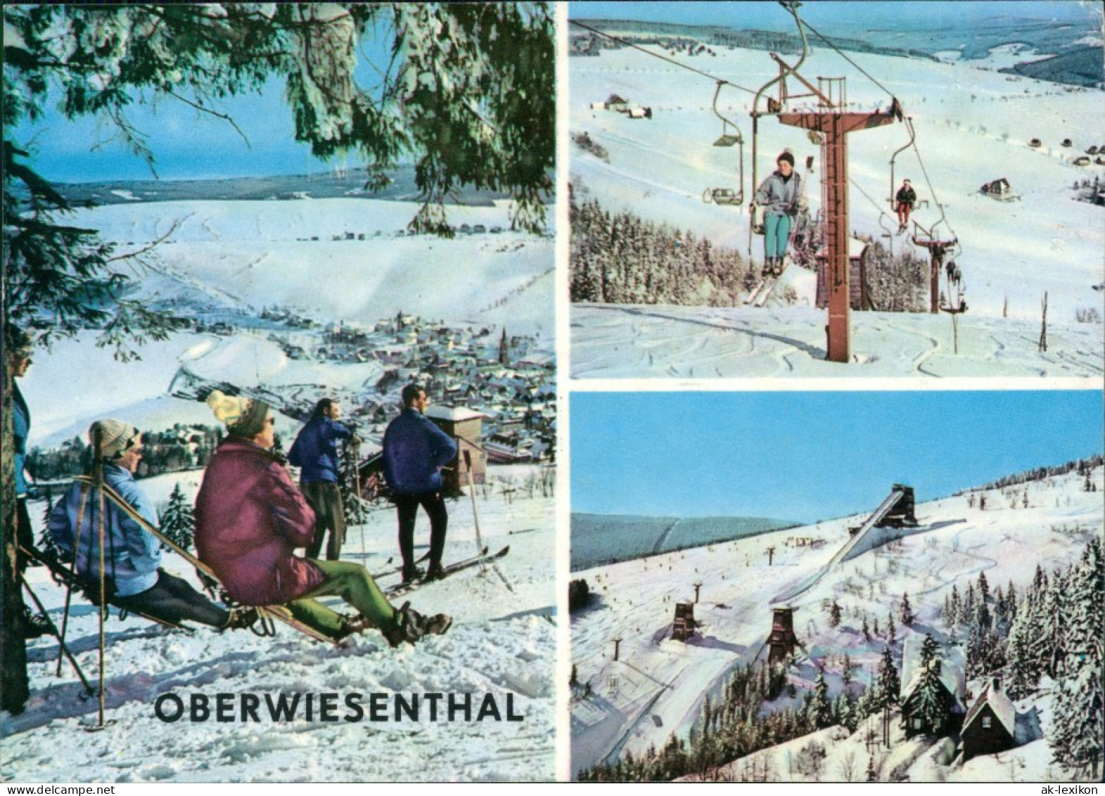 Ansichtskarte Oberwiesenthal Panorama, Skilift, Sprungschanze 1969 - Oberwiesenthal