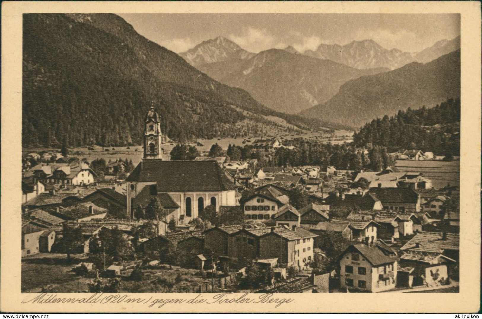 Ansichtskarte Mittenwald Blick Auf Den Ort Mit Tiroler Berge 1938 - Mittenwald