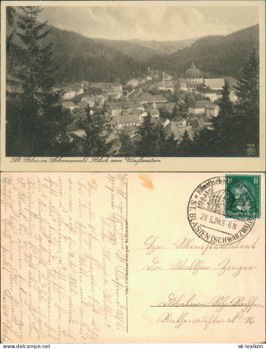 Ansichtskarte St. Blasien Blick Auf Den Ort 1928 - St. Blasien