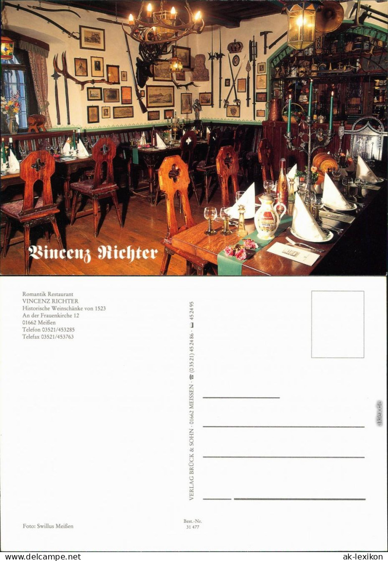 Ansichtskarte Meißen Weinstube Vincenz Richter - Innenansicht 1995 - Meissen