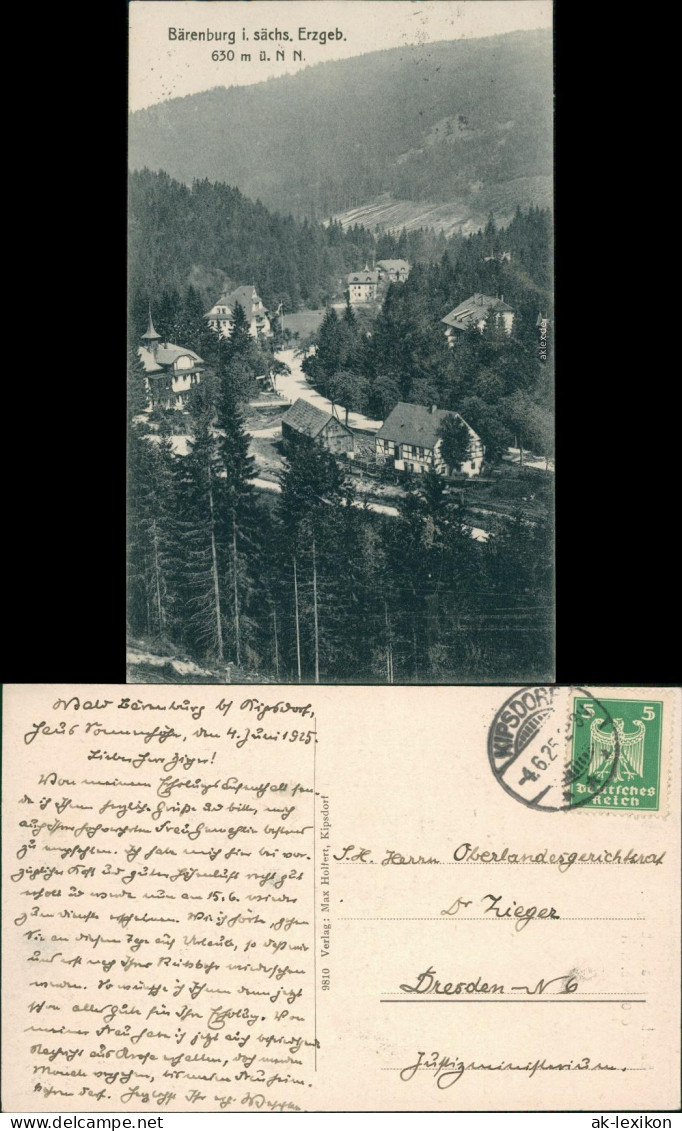 Ansichtskarte Bärenburg-Altenberg (Erzgebirge) Blick Auf Den Ort 1925 - Altenberg