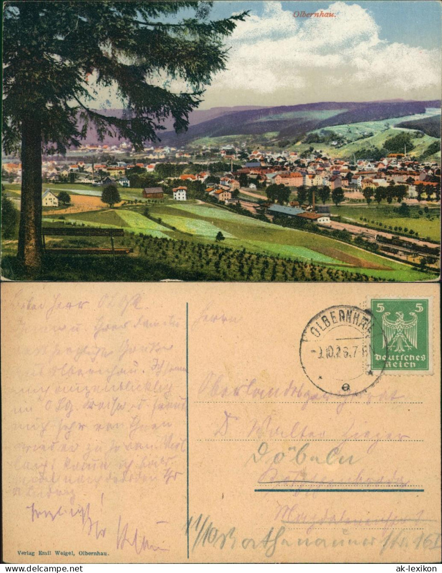 Ansichtskarte Olbernhau Blick Auf Den Ort 1925 - Olbernhau