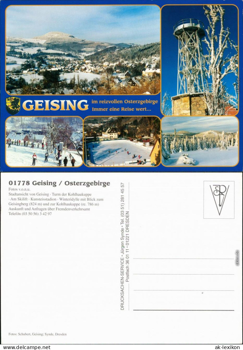 Geising-Altenberg (Erzgebirge)  Kohlhaukuppe, Skilift, Kunsteisstadion 1995 - Geising