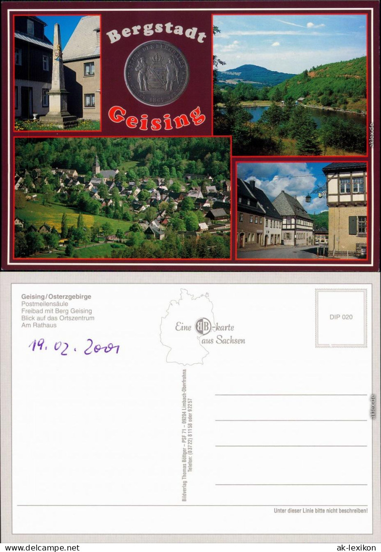 Geising-Altenberg (Erzgebirge Obelisk, Wappen Panorama, Kirche, Dorfstraße 2001 - Geising