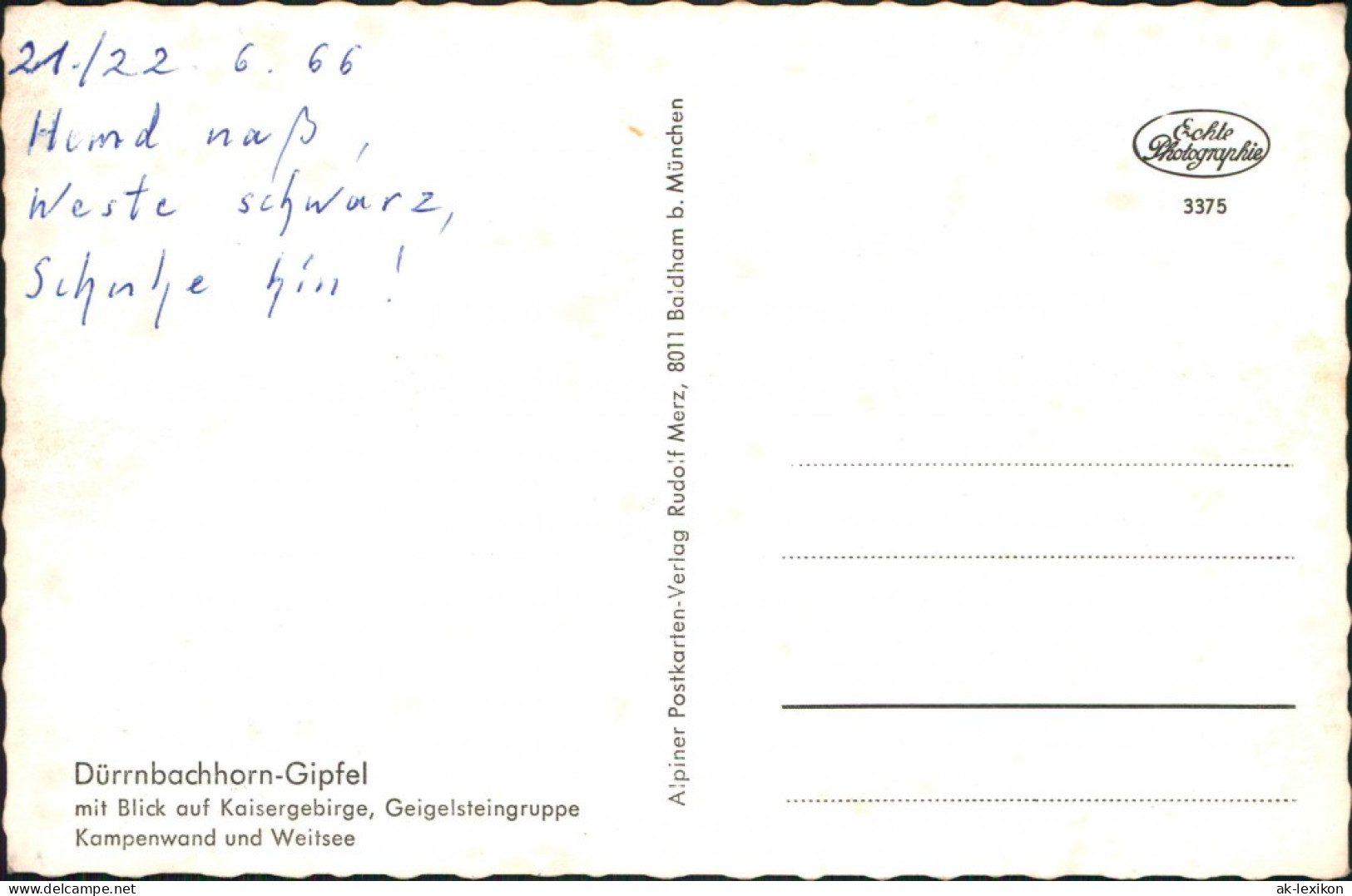 Ansichtskarte  Chiemgauer Alpen - Dürrnbachhorn-Gipfel 1966 - Unclassified