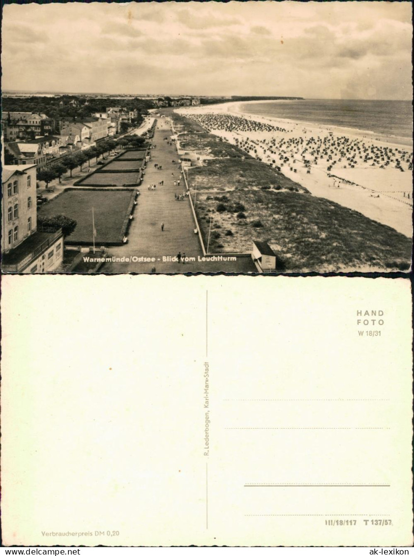 Ansichtskarte Warnemünde-Rostock Strand Mit Strandpromenade 1957 - Rostock