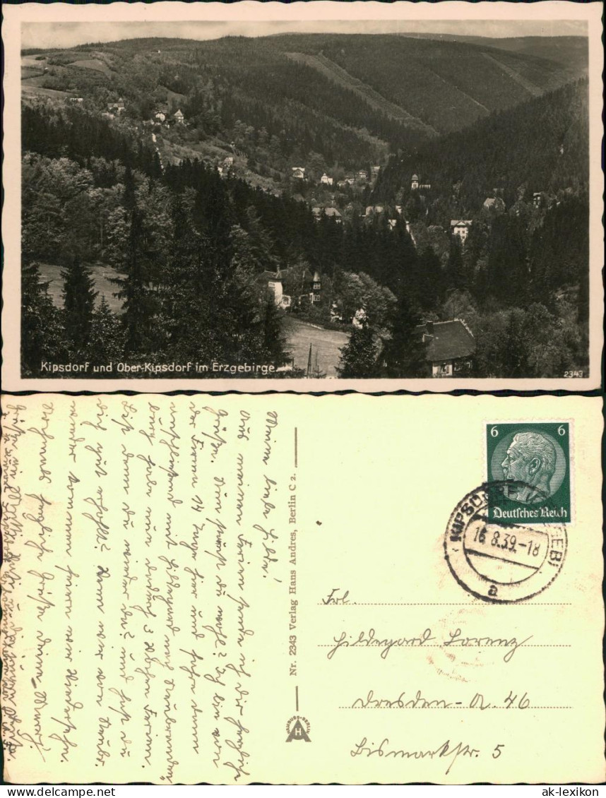 Ansichtskarte Kipsdorf-Altenberg (Erzgebirge) Blick Auf Den Ort 1939 - Kipsdorf