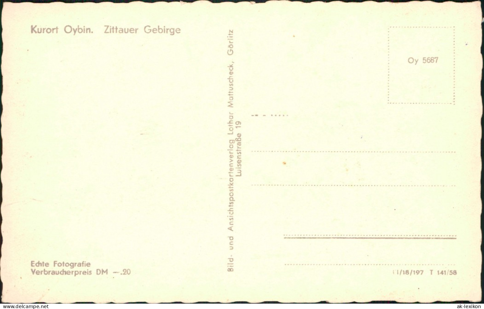 Ansichtskarte Oybin Blick Von Der Felsengasse Zum Hochwald 1958 - Oybin