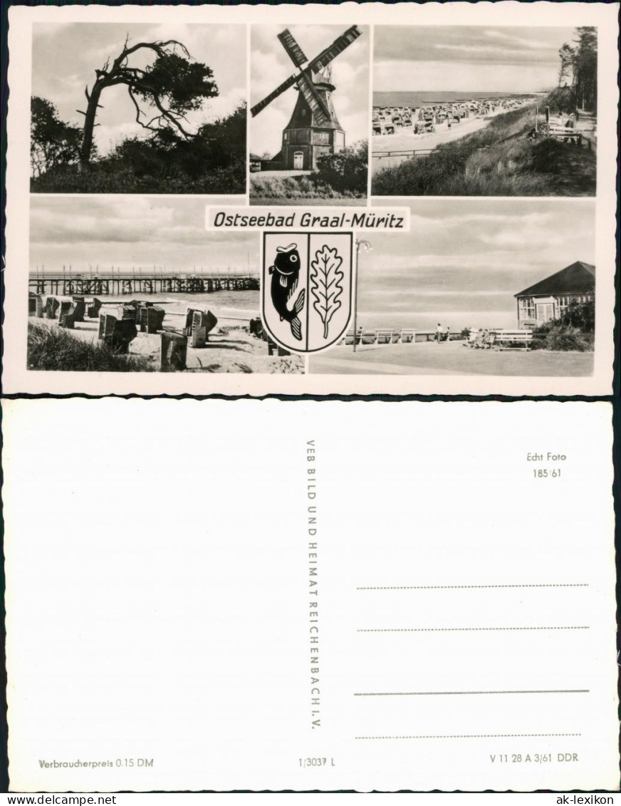 Ansichtskarte Graal-Müritz Düne, Windmühle, Strand, Promenade 1961 - Graal-Müritz