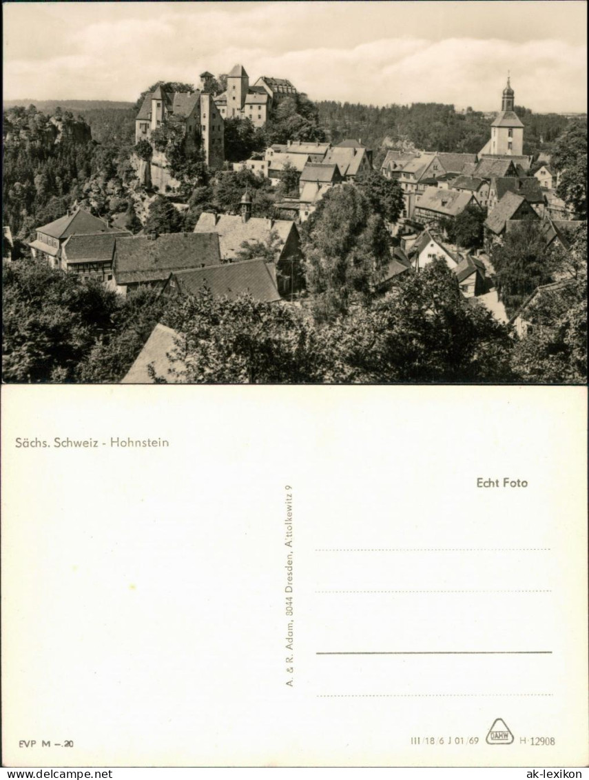 Ansichtskarte Hohnstein (Sächs. Schweiz) Blick Auf Den Ort Mit Burg 1969 - Hohnstein (Sächs. Schweiz)