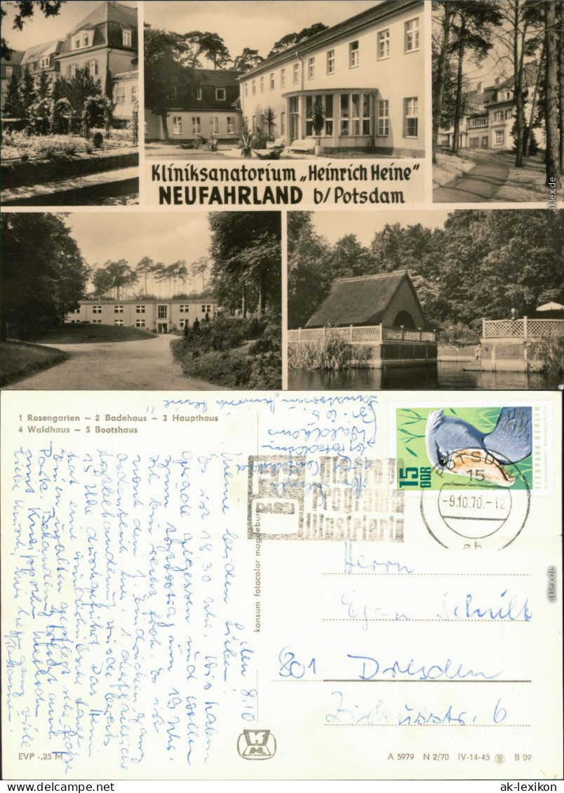 Ansichtskarte Neu Fahrland-Potsdam Kliniksanatorium Heinrich Heine 1970 - Neu Fahrland