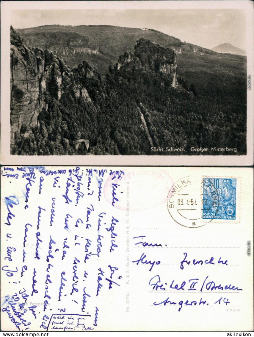Ansichtskarte Schmilka Großer Winterberg 1957 - Schmilka