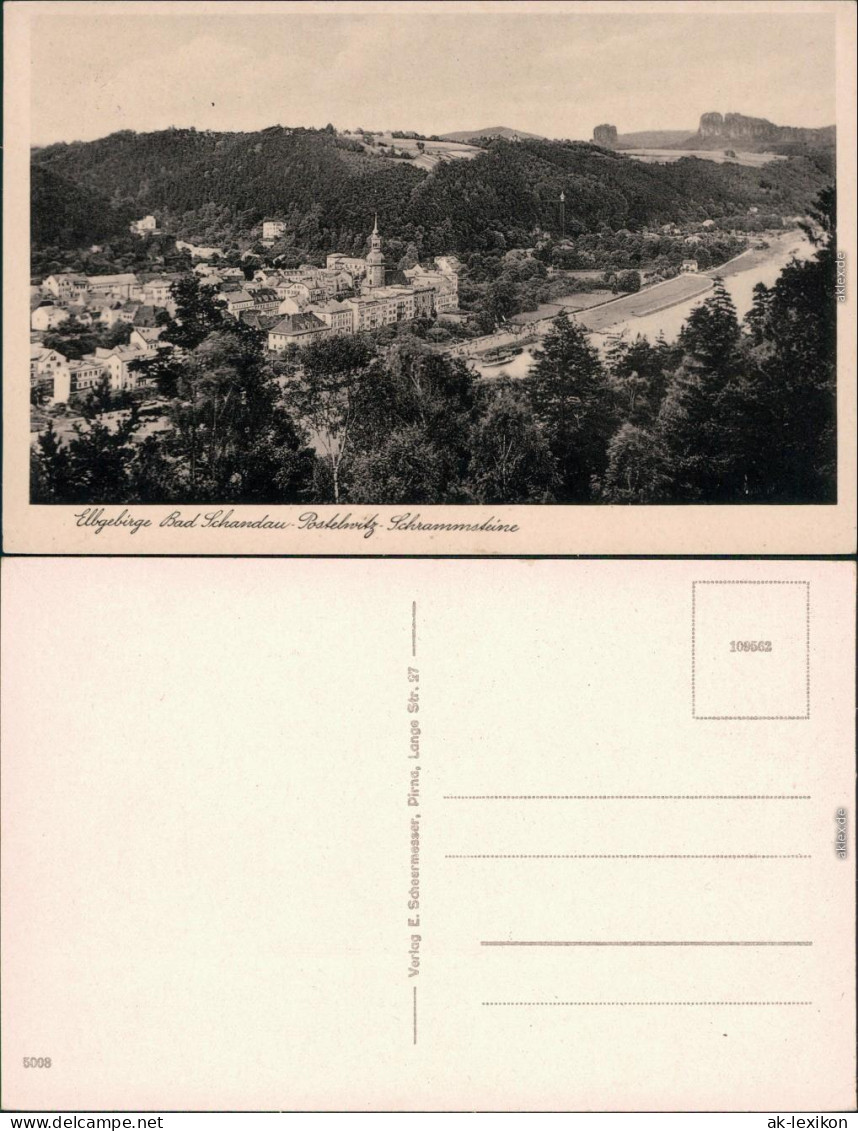 Ansichtskarte Bad Schandau Blick Auf Den Ort, Schrammsteine 1939 - Bad Schandau