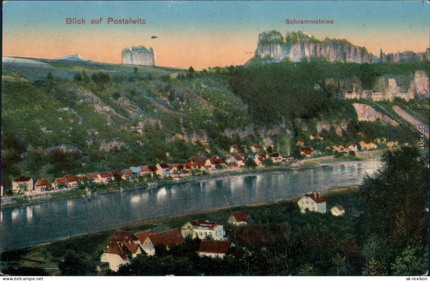 Ansichtskarte Bad Schandau Panorama-Ansicht, Schrammsteine 1910 - Bad Schandau