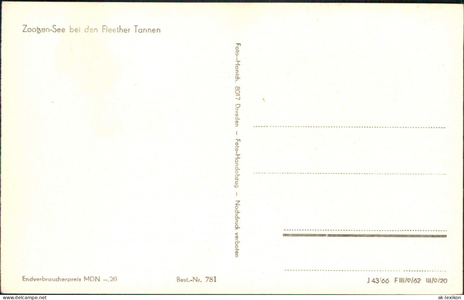 Ansichtskarte Kagar-Rheinsberg Zootzen-See 1966 - Rheinsberg