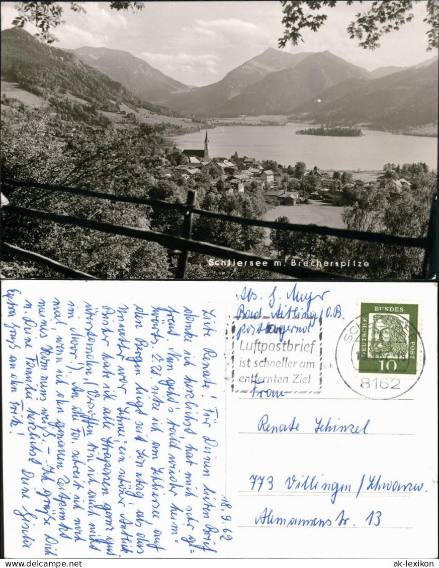 Ansichtskarte Schliersee Blick Auf Den Ort Mit Brecherspitze 1962 - Schliersee