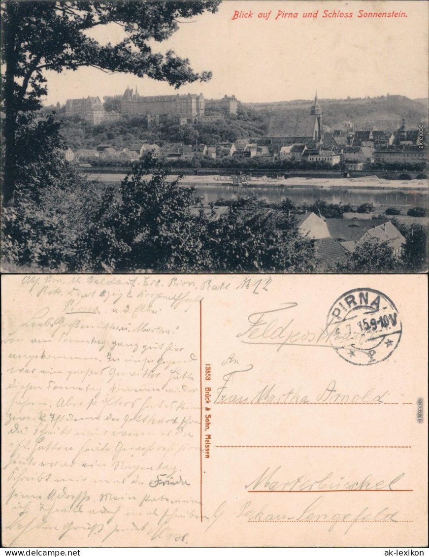 Ansichtskarte Pirna Schloss Sonnenstein Mit Panorama 1910 - Pirna