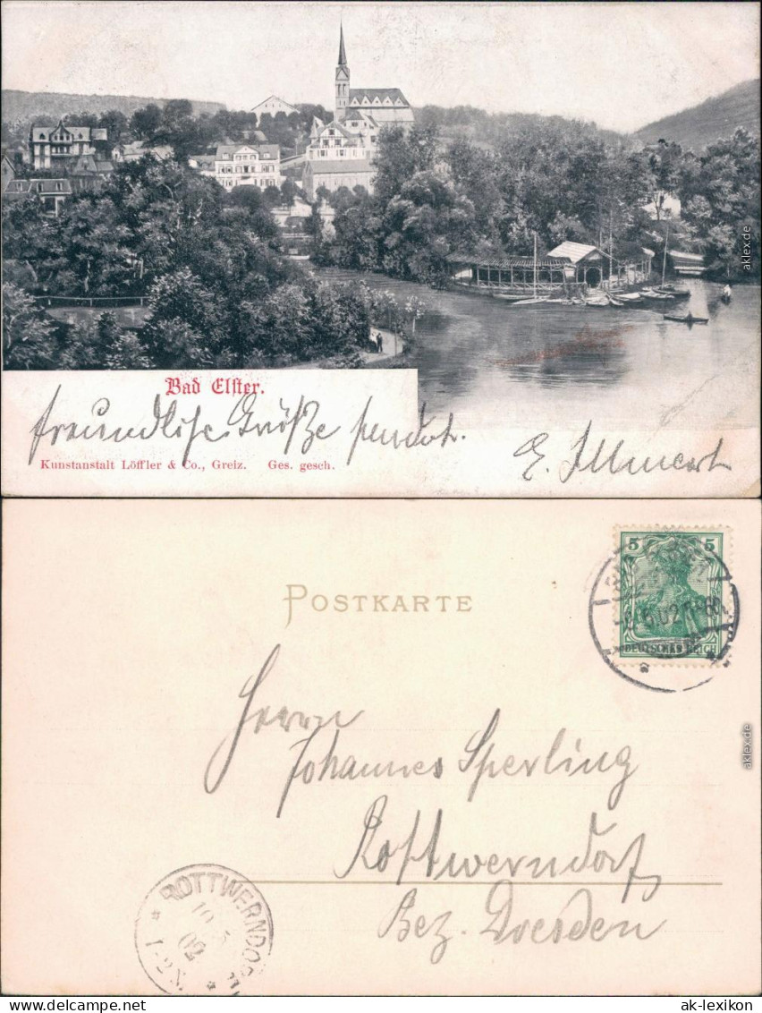 Ansichtskarte Bad Elster Panorama Mit Yachthafen Und Kirche 1902 - Bad Elster