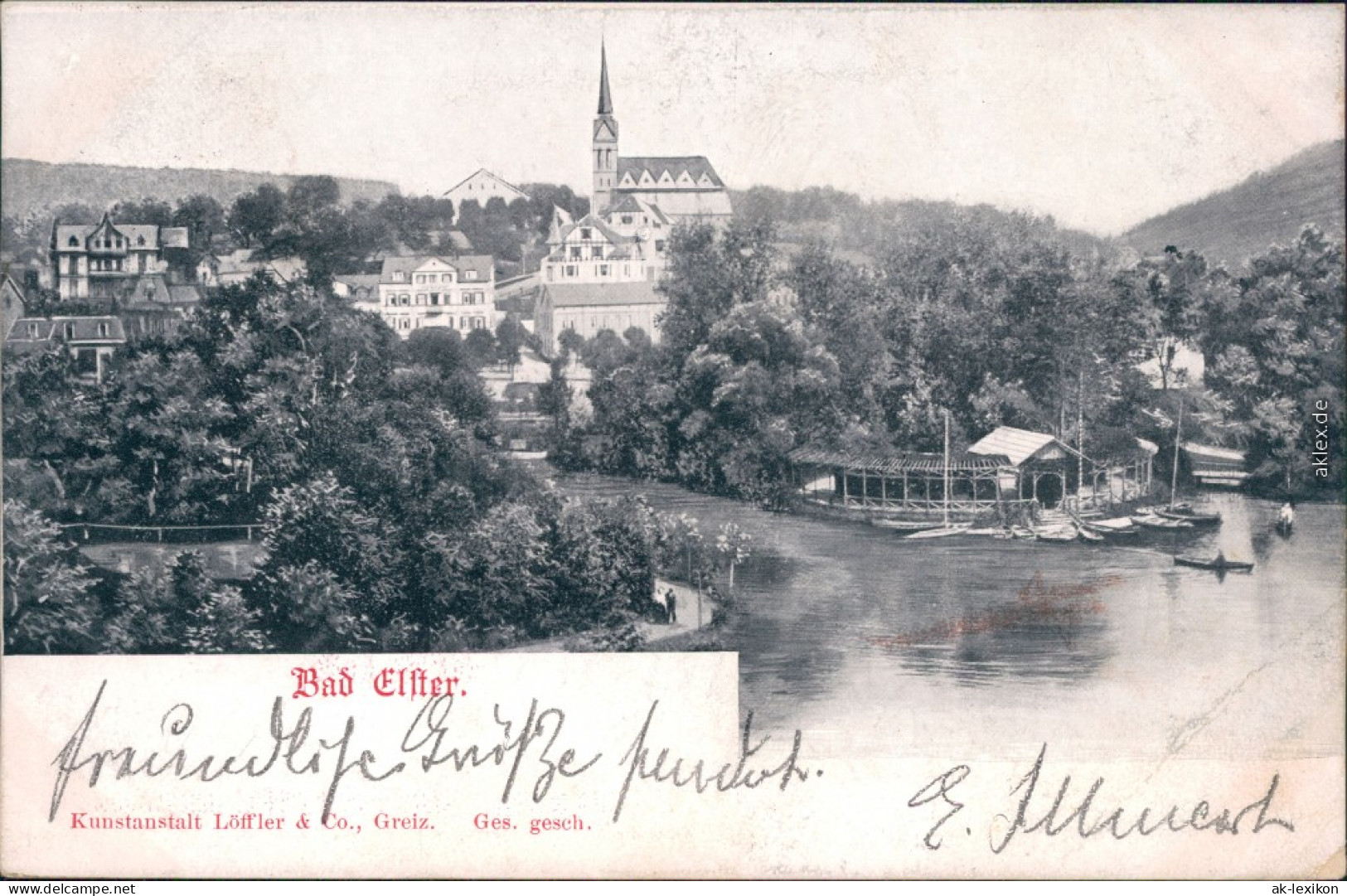 Ansichtskarte Bad Elster Panorama Mit Yachthafen Und Kirche 1902 - Bad Elster