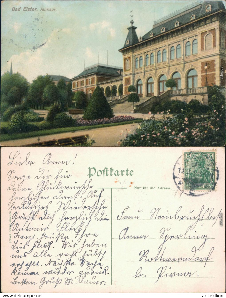 Ansichtskarte Bad Elster Kurhaus Mit Gartenanlage 1904 - Bad Elster