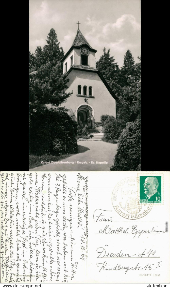 Ansichtskarte Oberbärenburg-Altenberg (Erzgebirge) Waldkapelle 1962 - Altenberg