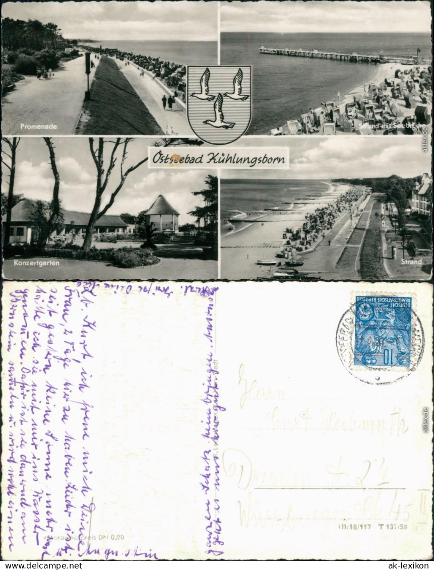Ansichtskarte Kühlungsborn Promenade, Strand, Konzertgarten 1958 - Kuehlungsborn