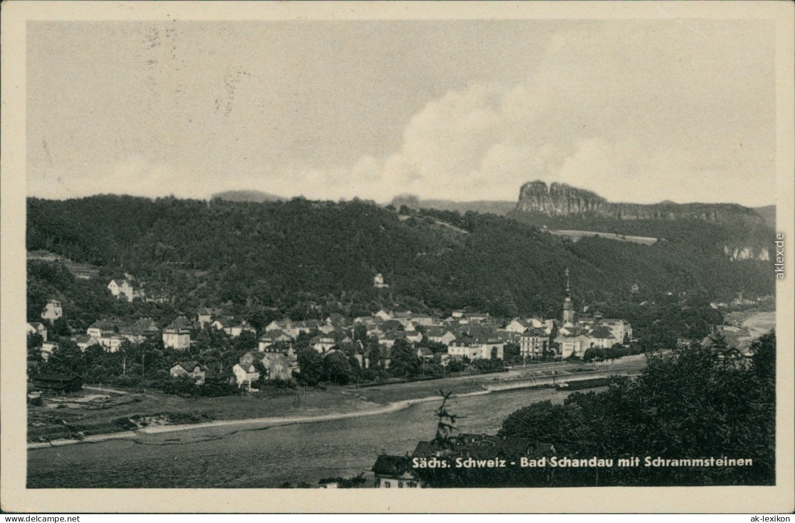 Ansichtskarte Bad Schandau Panorama-Ansicht Mit Schrammsteinen 1953 - Bad Schandau