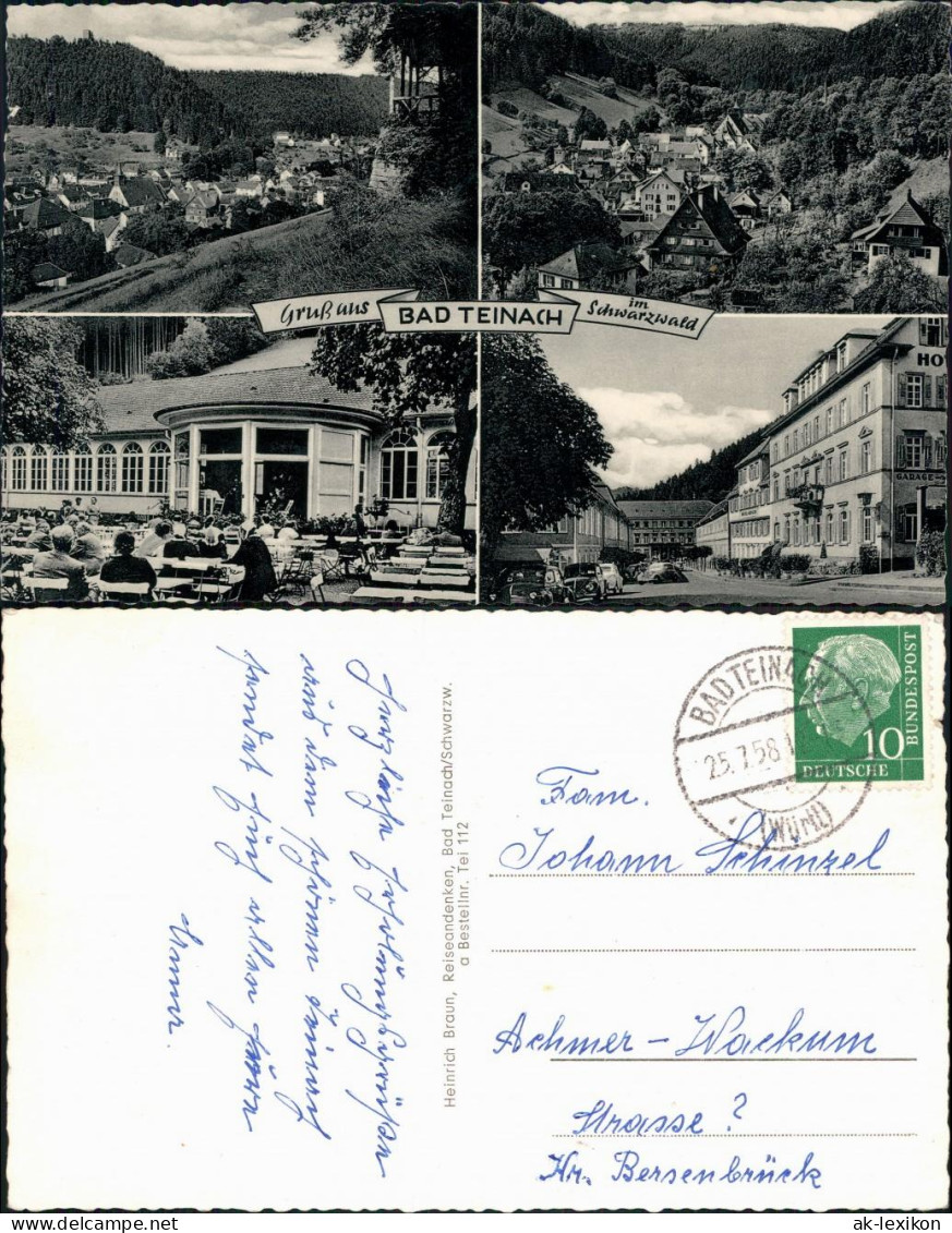 Ansichtskarte Bad Teinach-Zavelstein Panorama, Gaststätte, Straße 1958 - Bad Teinach