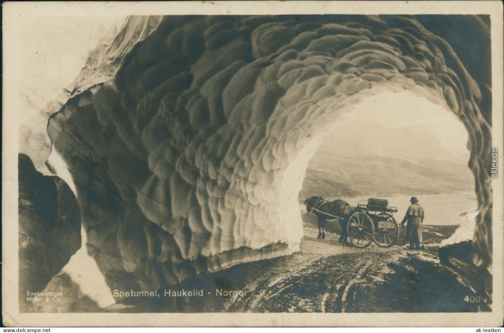 Stavanger Snetunnel Haukelid/Gletschertunnel - Pferdegespann 1914  - Norvegia