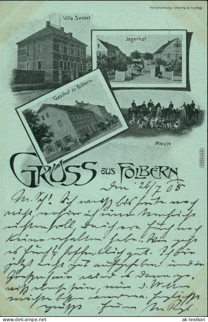 Ansichtskarte Folbern-Großenhain Mehrbild. Jägerhof Und Gasthaus 1908  - Grossenhain