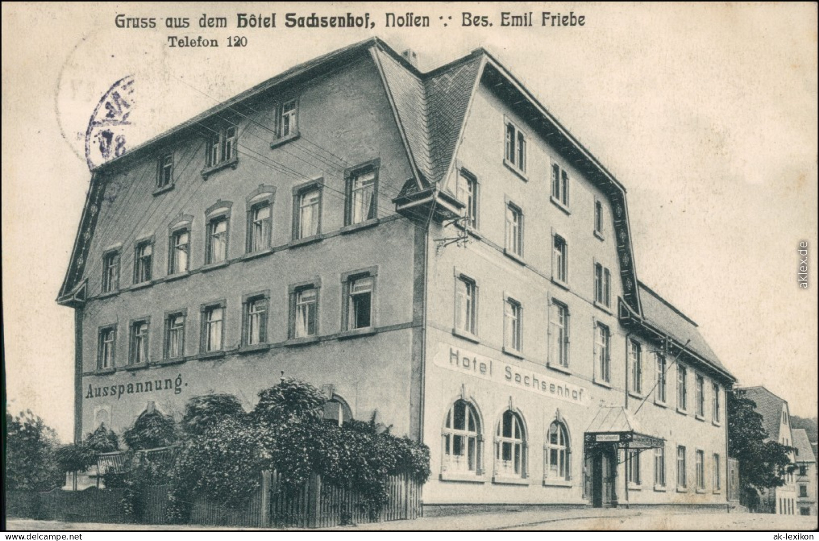 Ansichtskarte Nossen Partie Am Hotel Sachsenhof 1913  - Nossen