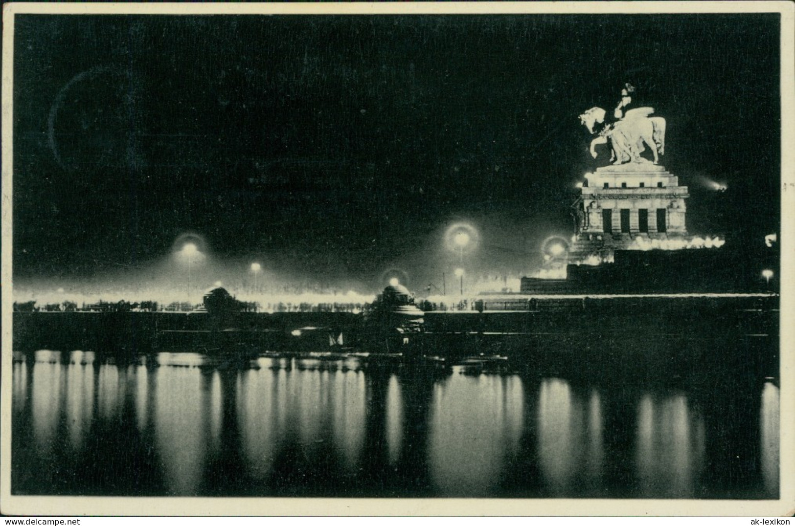 Ansichtskarte Koblenz Deutsches Eck Bei Nächtlicher Beleuchtung 1936  - Koblenz