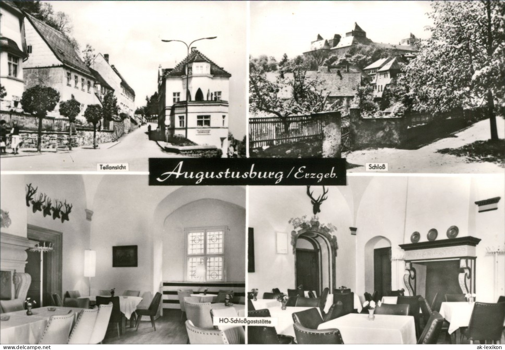 Ansichtskarte Augustusburg Teilansicht, Schloß, HO-Schloßgaststätte 1976 - Augustusburg