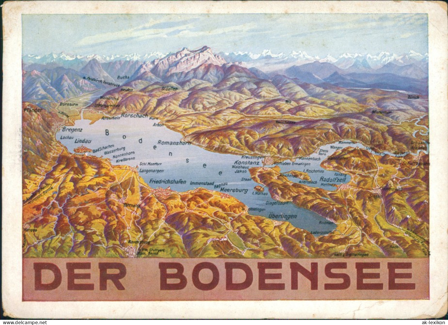 Ansichtskarte Friedrichshafen Landkarten-Ansichtskarte Vom Bodensee 1930 - Friedrichshafen