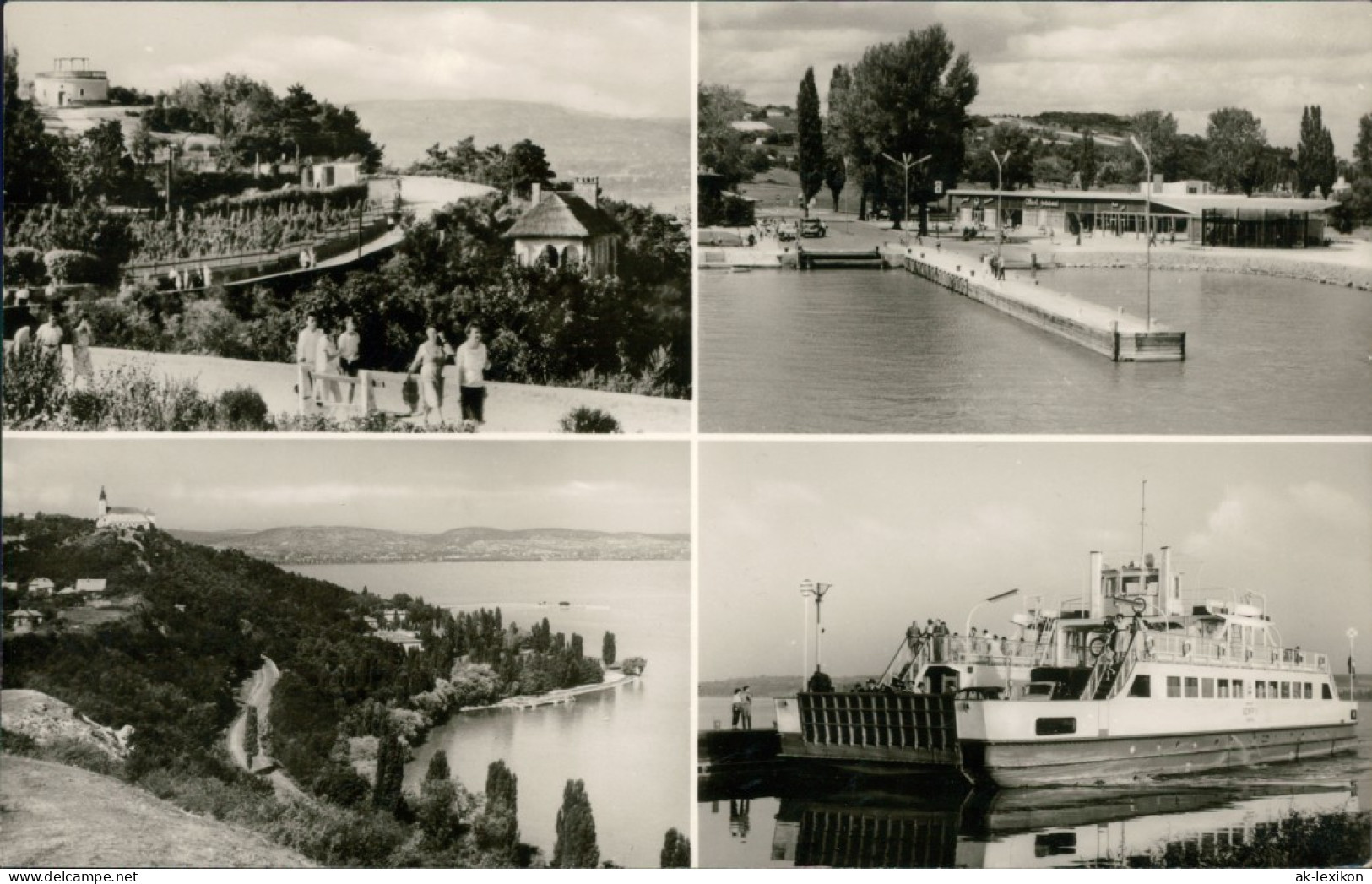 Ansichtskarte Tihany Gruppenfoto, Schwimmbad, Panorama, Fähre 1961 - Hungary