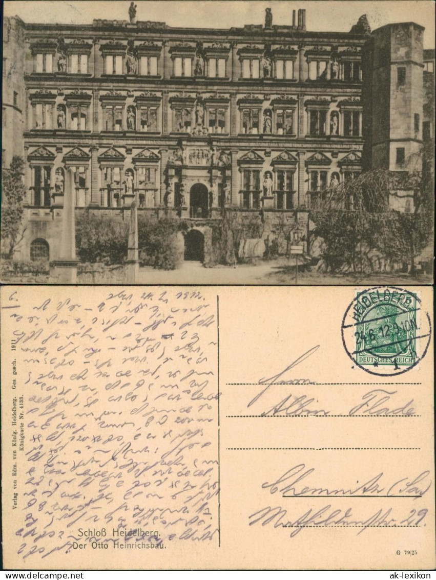 Ansichtskarte Heidelberg Heidelberger Schloss - Otto Heinrichsbau 1912 - Heidelberg