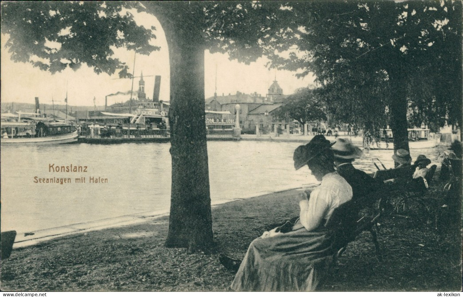 Ansichtskarte Konstanz Seeanlagen Mit Hafen 1914 - Konstanz