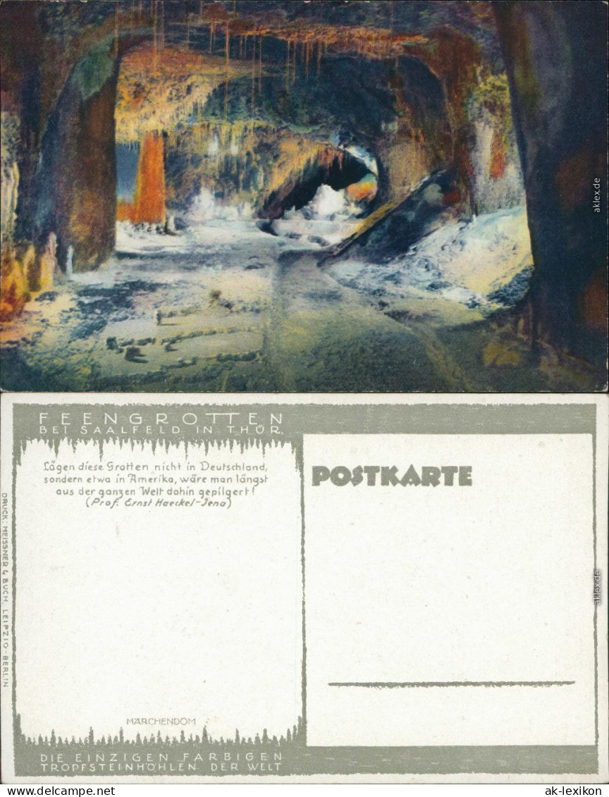 Ansichtskarte Saalfeld (Saale) Künstlerkarte - Feengrotten 1913 - Saalfeld