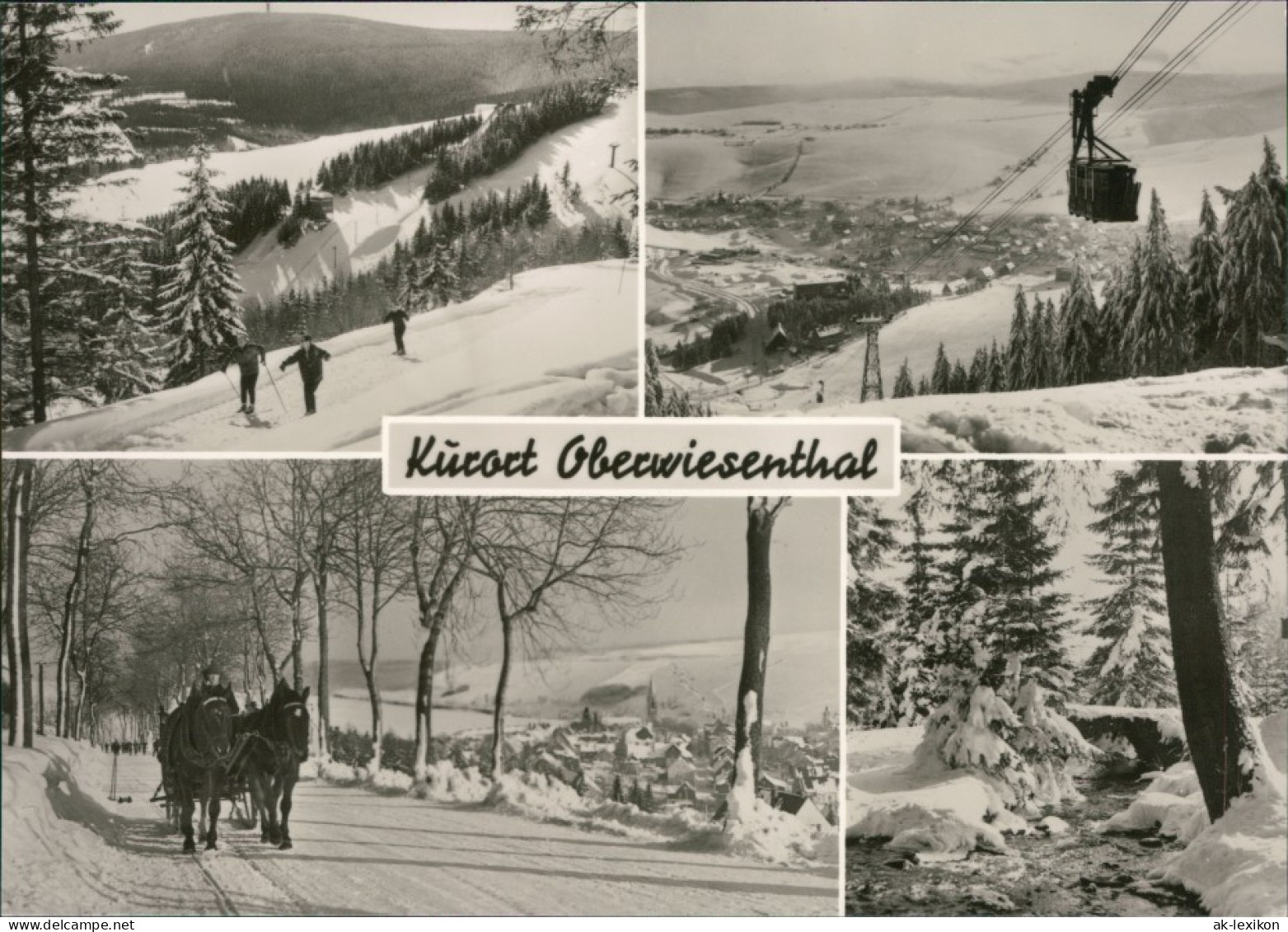 Ansichtskarte Oberwiesenthal Panorama, Seilbahn, Skihang, Kutsche, Bach 1972 - Oberwiesenthal