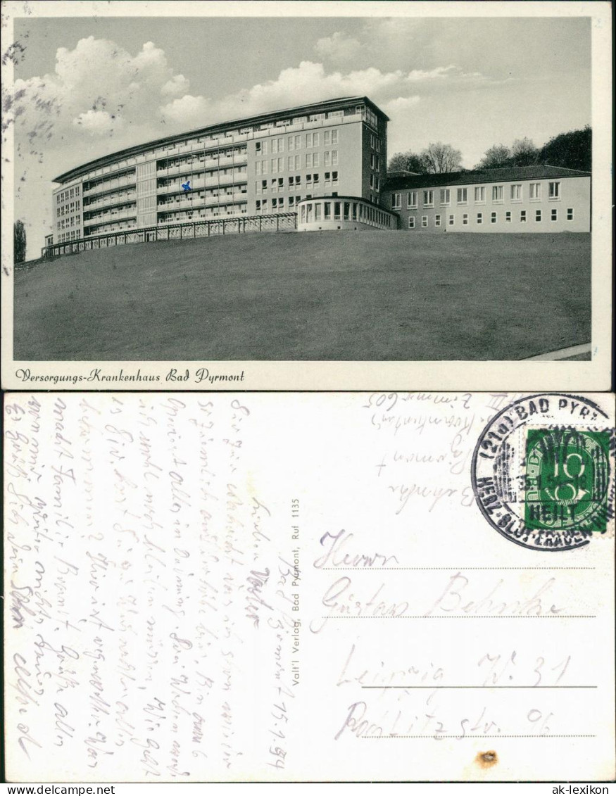 Ansichtskarte Bad Pyrmont Versorgungskrankenhaus 1954 - Bad Pyrmont
