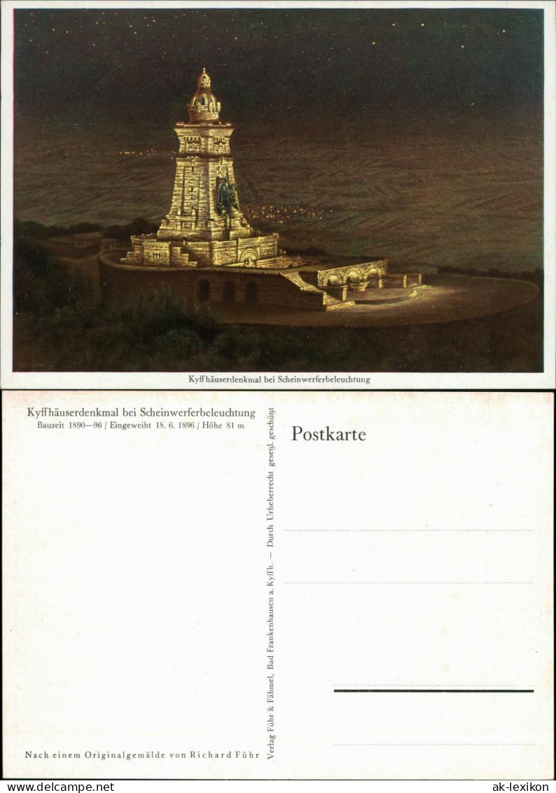Kelbra (Kyffhäuser) Künstlerkarte: Ölgemälde V.  Scheinwerferbeleuchtung" 1927 - Kyffhaeuser