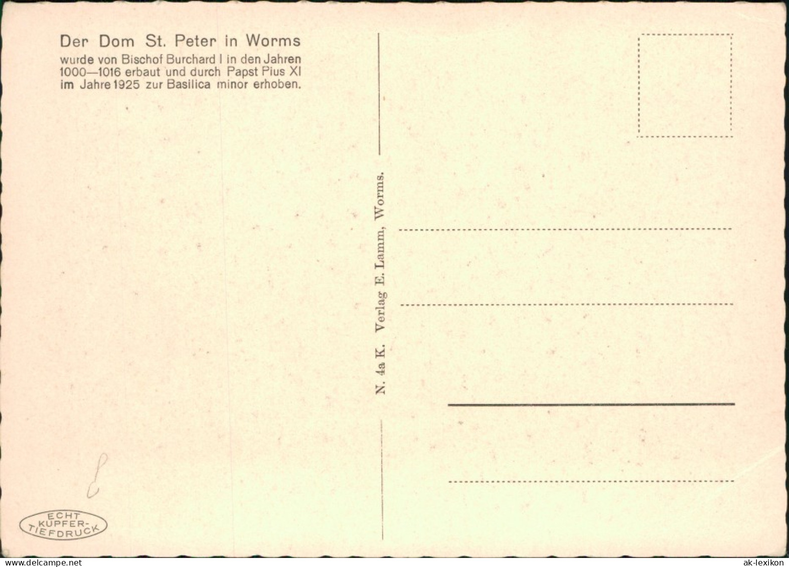 Ansichtskarte Worms Dom St. Peter 1930 - Worms