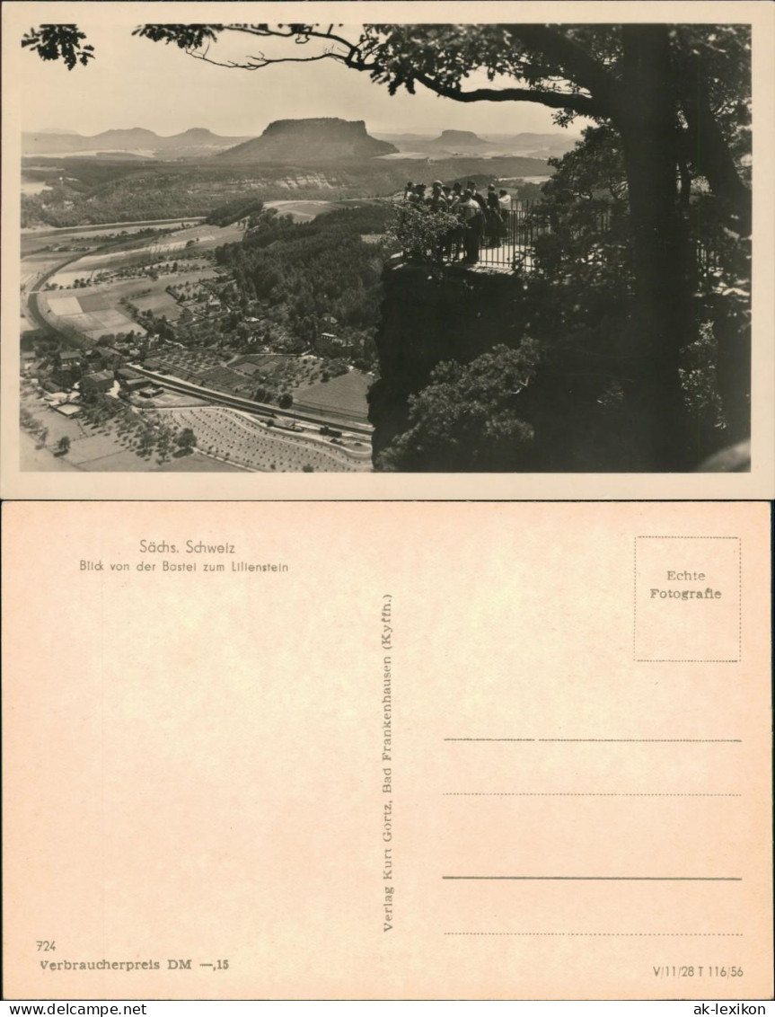 Ansichtskarte Rathen Basteifelsen, Aussicht Zum Lilienstein 1956 - Rathen