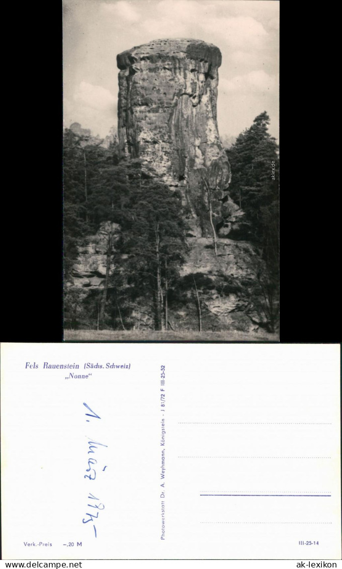 Ansichtskarte Rathen Fels Rauenstein - "Nonne" 1975 - Rathen