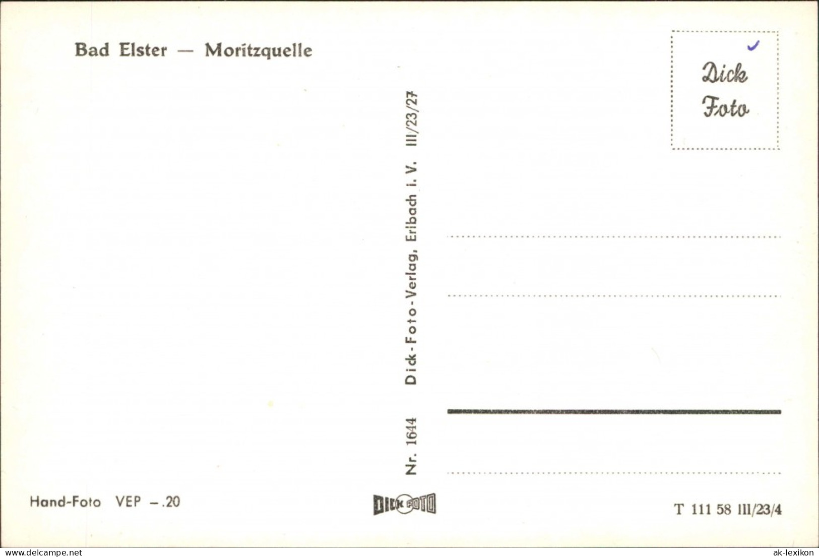 Ansichtskarte Bad Elster Moritzquelle 1958 - Bad Elster