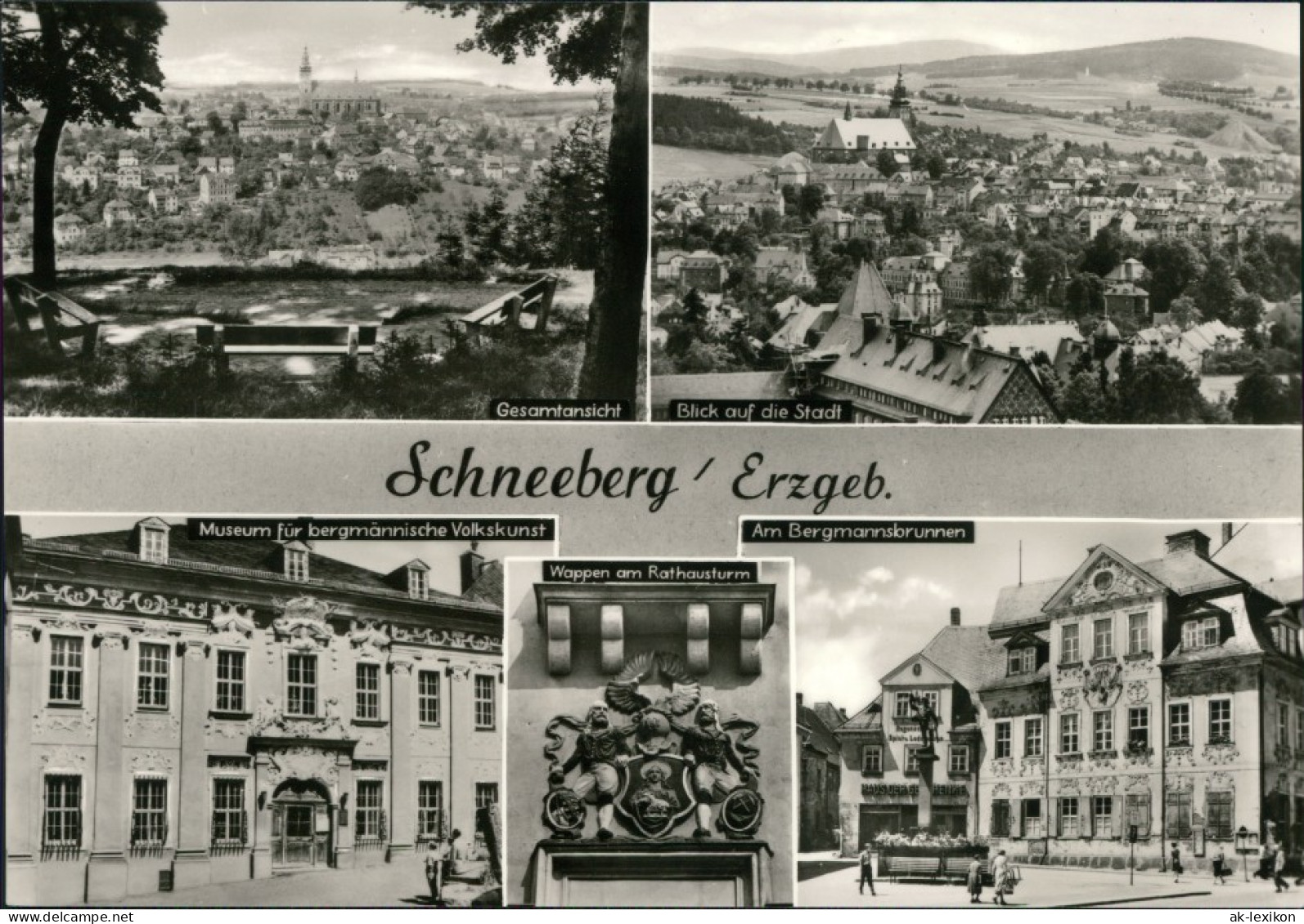 Schneeberg (Erzgebirge) Panorama, Museum, Wappen Am Rathausturm,  1975 - Schneeberg