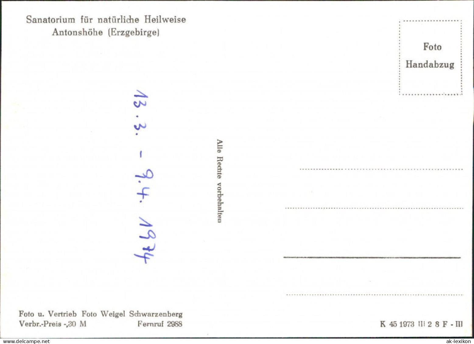 Antonsthal-Breitenbrunn (Erzgebirge) Sanatorium Für Natürliche  2 1974 - Breitenbrunn