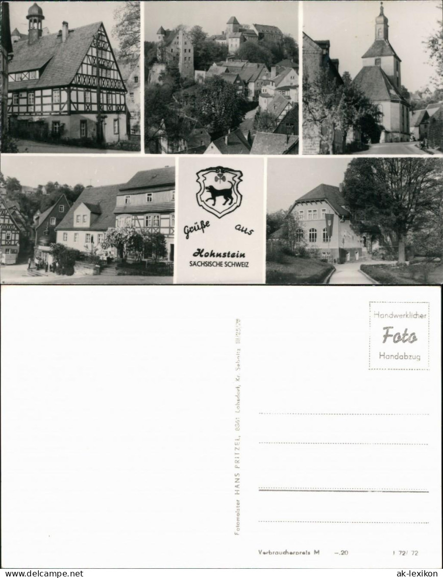 Ansichtskarte Hohnstein (Sächs. Schweiz) Burg, Kirche, Rathaus, Schule 1972 - Hohnstein (Sächs. Schweiz)