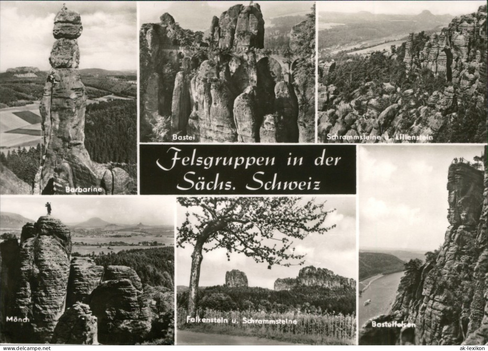 Rathen Pfaffenstein Und Barbarine, Basteibrücke,  Lilienstein, Mönch  1973 - Koenigstein (Saechs. Schw.)