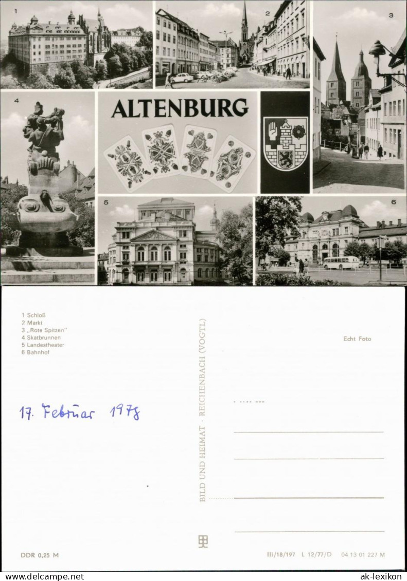 Altenburg Schloß, Markt, Rote Spitzen, Skatbrunnen, Landestheater, Bahnhof 1977 - Altenburg